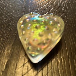 Robert Held RHAG Art Glass Gold Iridescent Swirl Heart.